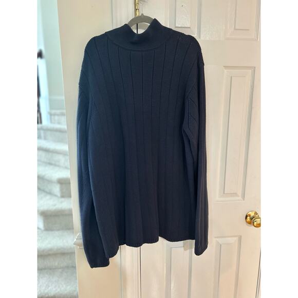 Polo Ralph Lauren Navy Ribbed Flag Logo Quarter Zip Sweater - Picture 3 of 6